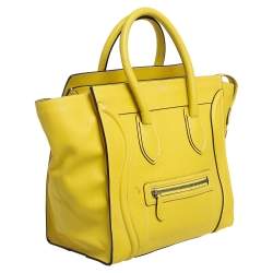 Pre Owned Celine Yellow Leather Mini Luggage Tote