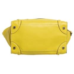 Pre Owned Celine Yellow Leather Mini Luggage Tote