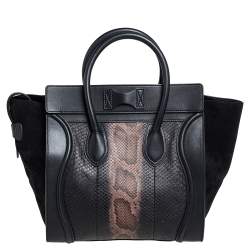 Pre Owned Celine Tri Color Python, Suede and Leather Mini Luggage Tote
