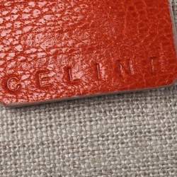 Pre Owned Celine Orange Leather Front Zip Satchel