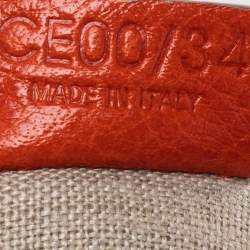 Pre Owned Celine Orange Leather Front Zip Satchel