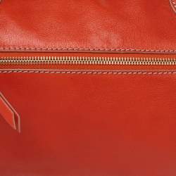 Pre Owned Celine Orange Leather Front Zip Satchel