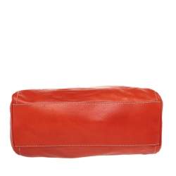 Pre Owned Celine Orange Leather Front Zip Satchel