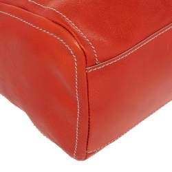 Pre Owned Celine Orange Leather Front Zip Satchel
