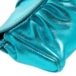 Pre Owned Celine Metallic Blue Leather Baguette Bag