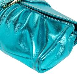 Pre Owned Celine Metallic Blue Leather Baguette Bag