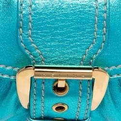 Pre Owned Celine Metallic Blue Leather Baguette Bag