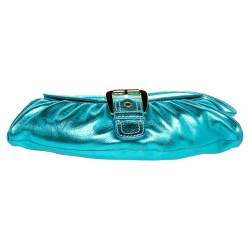 Pre Owned Celine Metallic Blue Leather Baguette Bag