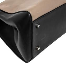 Pre Owned Celine Black/Beige Leather Large Edge Top Handle Bag