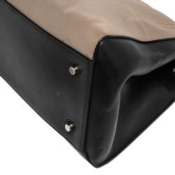 Pre Owned Celine Black/Beige Leather Large Edge Top Handle Bag