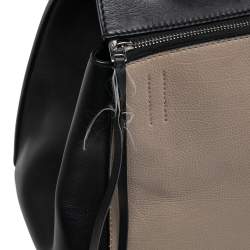 Pre Owned Celine Black/Beige Leather Large Edge Top Handle Bag