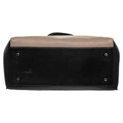 Pre Owned Celine Black/Beige Leather Large Edge Top Handle Bag