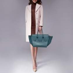 Pre Owned Celine Teal Blue Leather Small Tie Tote