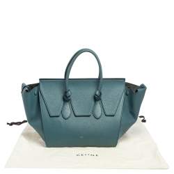 Pre Owned Celine Teal Blue Leather Small Tie Tote