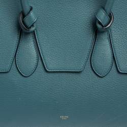 Pre Owned Celine Teal Blue Leather Small Tie Tote