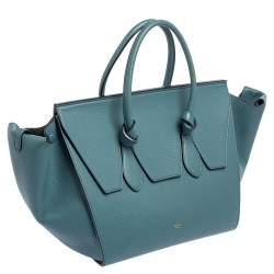 Pre Owned Celine Teal Blue Leather Small Tie Tote