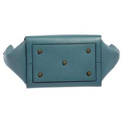 Pre Owned Celine Teal Blue Leather Small Tie Tote