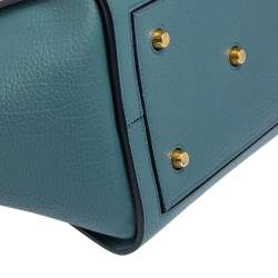 Pre Owned Celine Teal Blue Leather Small Tie Tote