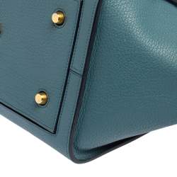 Pre Owned Celine Teal Blue Leather Small Tie Tote