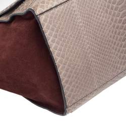Pre Owned Celine Brown/Grey Python Leather And Suede Medium Trapeze Top Handle Bag