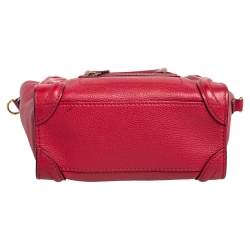 Pre Owned Céline Red Grained Leather Nano Luggage Tote
