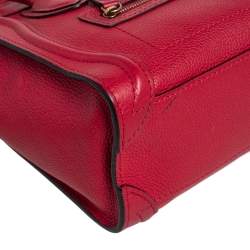 Pre Owned Céline Red Grained Leather Nano Luggage Tote