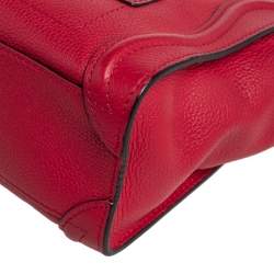 Pre Owned Céline Red Grained Leather Nano Luggage Tote