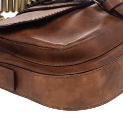 Pre Owned Celine Brown Leather Flap Shoulder Bag