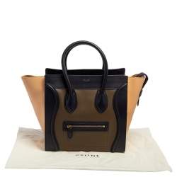 Pre Owned Celine Tricolor Leather Mini Luggage Tote 