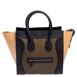 Pre Owned Celine Tricolor Leather Mini Luggage Tote 