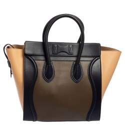 Pre Owned Celine Tricolor Leather Mini Luggage Tote 