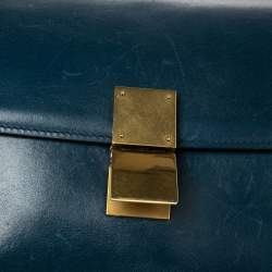Pre Owned Celine Electric Blue Leather Medium Classic Box Crossbody Bag