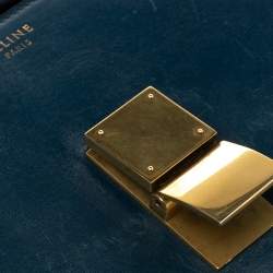 Pre Owned Celine Electric Blue Leather Medium Classic Box Crossbody Bag