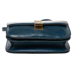 Pre Owned Celine Electric Blue Leather Medium Classic Box Crossbody Bag