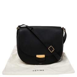 Pre Owned Celine Black Leather Medium Trotteur Shoulder Bag