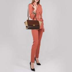 Pre Owned Celine Tri Color Leather Mini Trapeze Top Handle Bag