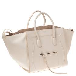 Pre Owned Celine Cream Leather Medium Phantom Luggage Tote