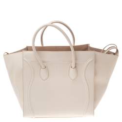 Pre Owned Celine Cream Leather Medium Phantom Luggage Tote