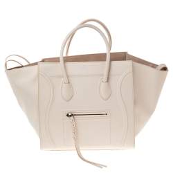 Pre Owned Celine Cream Leather Medium Phantom Luggage Tote