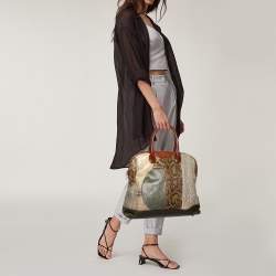 Pre Owned Celine Multicolor Python And Leather Dome Satchel