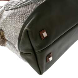 Pre Owned Celine Multicolor Python And Leather Dome Satchel