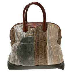 Pre Owned Celine Multicolor Python And Leather Dome Satchel