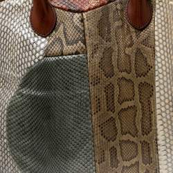 Pre Owned Celine Multicolor Python And Leather Dome Satchel