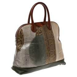 Pre Owned Celine Multicolor Python And Leather Dome Satchel