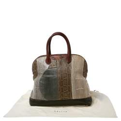 Pre Owned Celine Multicolor Python And Leather Dome Satchel