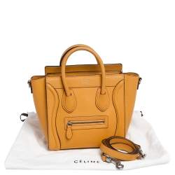 Pre Owned Celine Yellow Leather Nano Luggage Tote