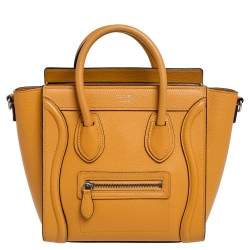 Pre Owned Celine Yellow Leather Nano Luggage Tote