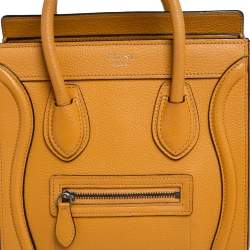 Pre Owned Celine Yellow Leather Nano Luggage Tote