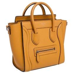 Pre Owned Celine Yellow Leather Nano Luggage Tote