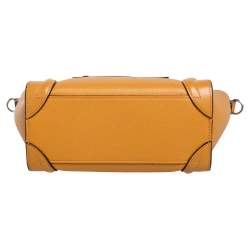 Pre Owned Celine Yellow Leather Nano Luggage Tote
